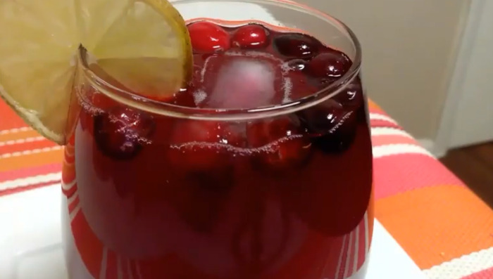 cranberry juice in glass