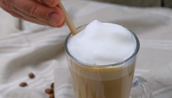 making foam on top of coffee