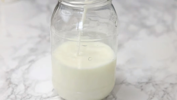 milk in glass container
