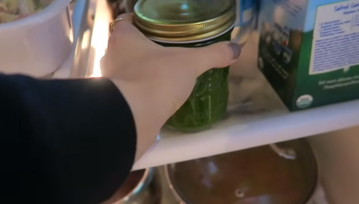 Storing juice in glass container in refrigerator